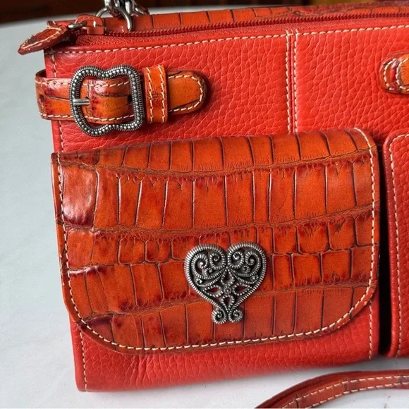 Brighton Burnt Orange Crossbody Organizer Leather Bag near perfect condition - Picture 3 of 12